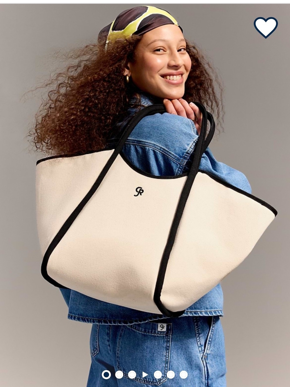Old Navy X Christopher John Eogers Canvas Tote Bag with Black Trim - Cream